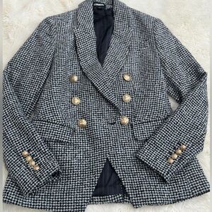 Express Tweed Black and White blazer with gold buttons